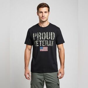 NWT Black Proud Veteran T-Shirt sz M